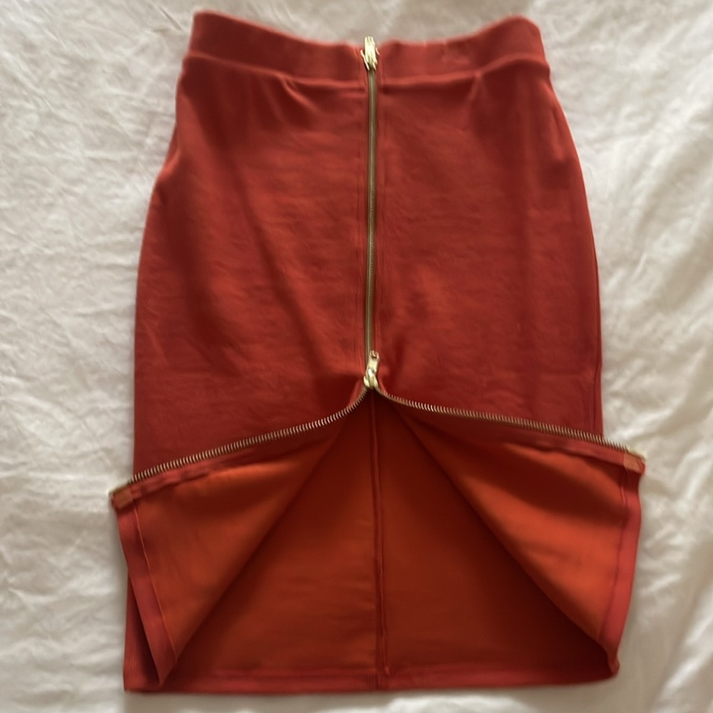 Orange pencil skirt